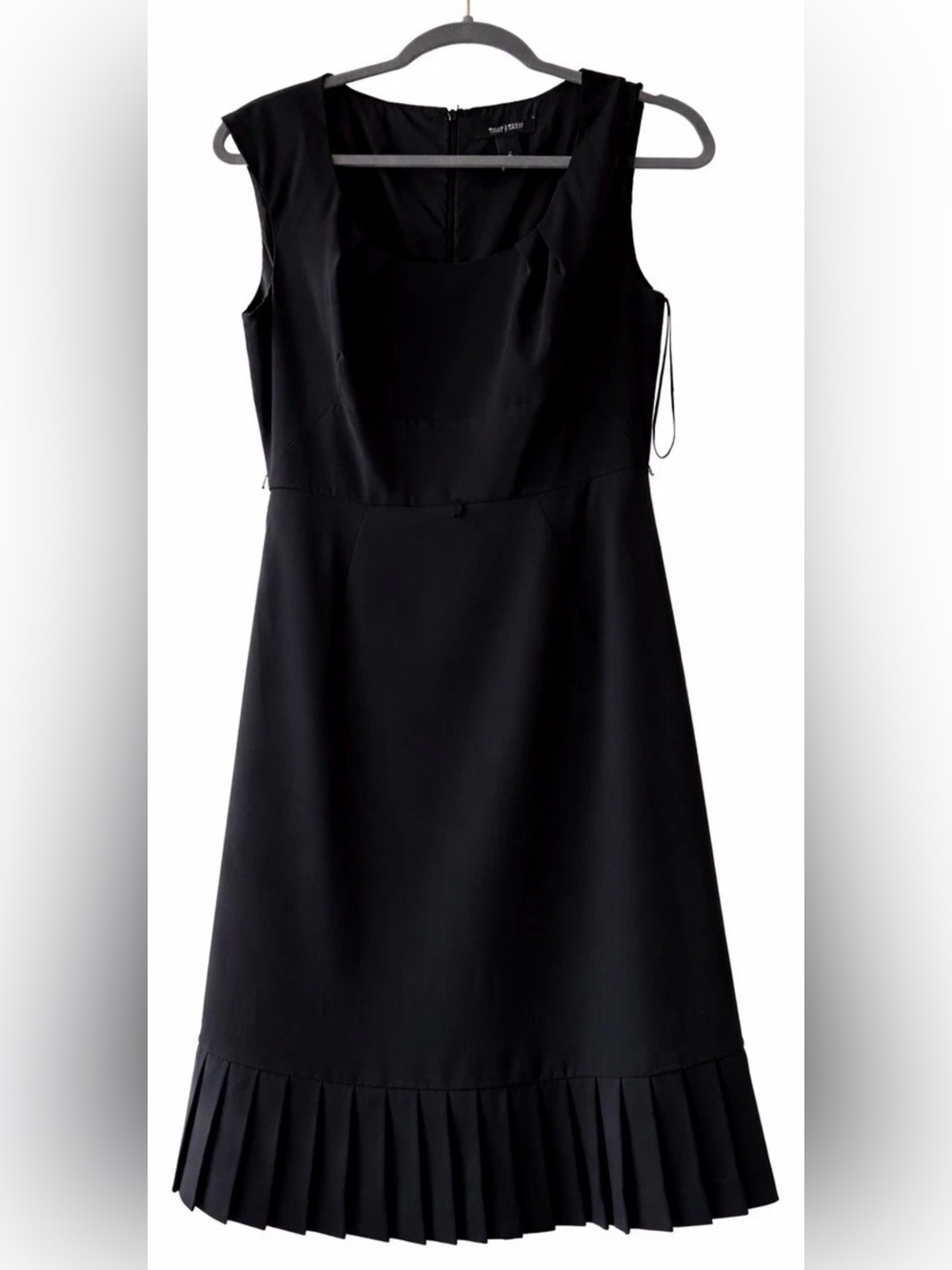 White House Black Market Black Pleated Hem Dress Size 8 No Belt